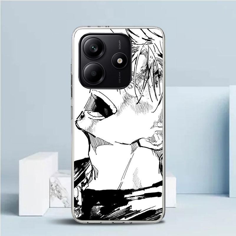 

White Black Kaisen J-Jujutsu Phone Case For Xiaomi Redmi Note 15 14 14S 13 12S 12 Pro Plus 11S 11 11T 11E 10S 10 + Soft TPU Back Redmi Note 15 4G