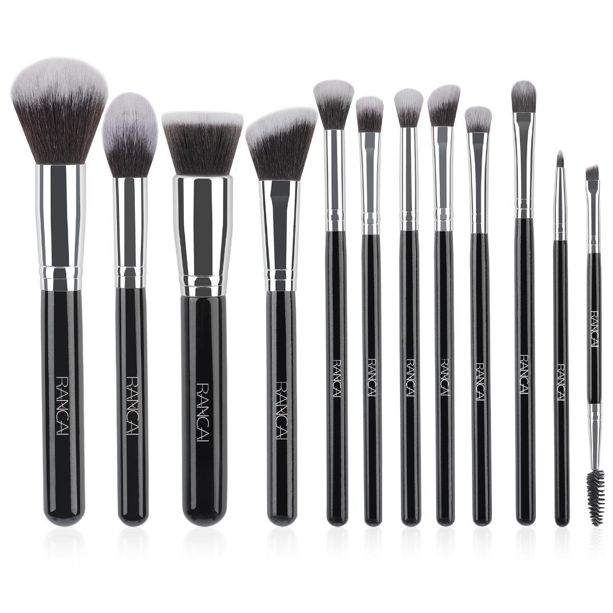 

Hot-selling 12 brown PU bags, makeup brush sets, soft loose powder, foundation brush, eyeshadow brush, beauty tools