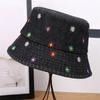 Stylish Jeans Flower Pattern Bucket Hat Extended Edge Shade Guard Unisex Warm Season Shore Hat for Various Occasion