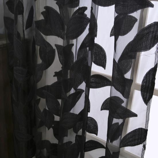 2ks Listový tyl Dveře Okno Závěsový panel Průsvitný šátek Ložnice drapérie