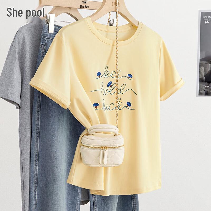 

Tachi Women s Embroidered Letter Round Neck T-shirt S