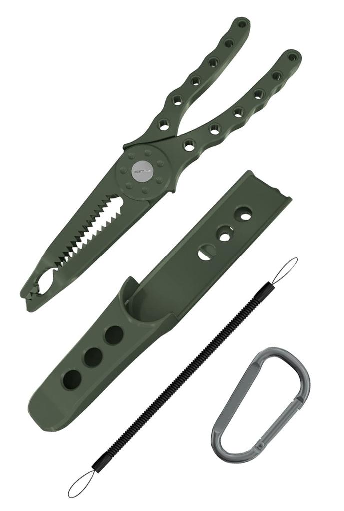 Fabulous-do Fish Grip Catcher Pliers Fish Grab Fishing Storage Holder Holster with Carabiner Clip Cord, Green