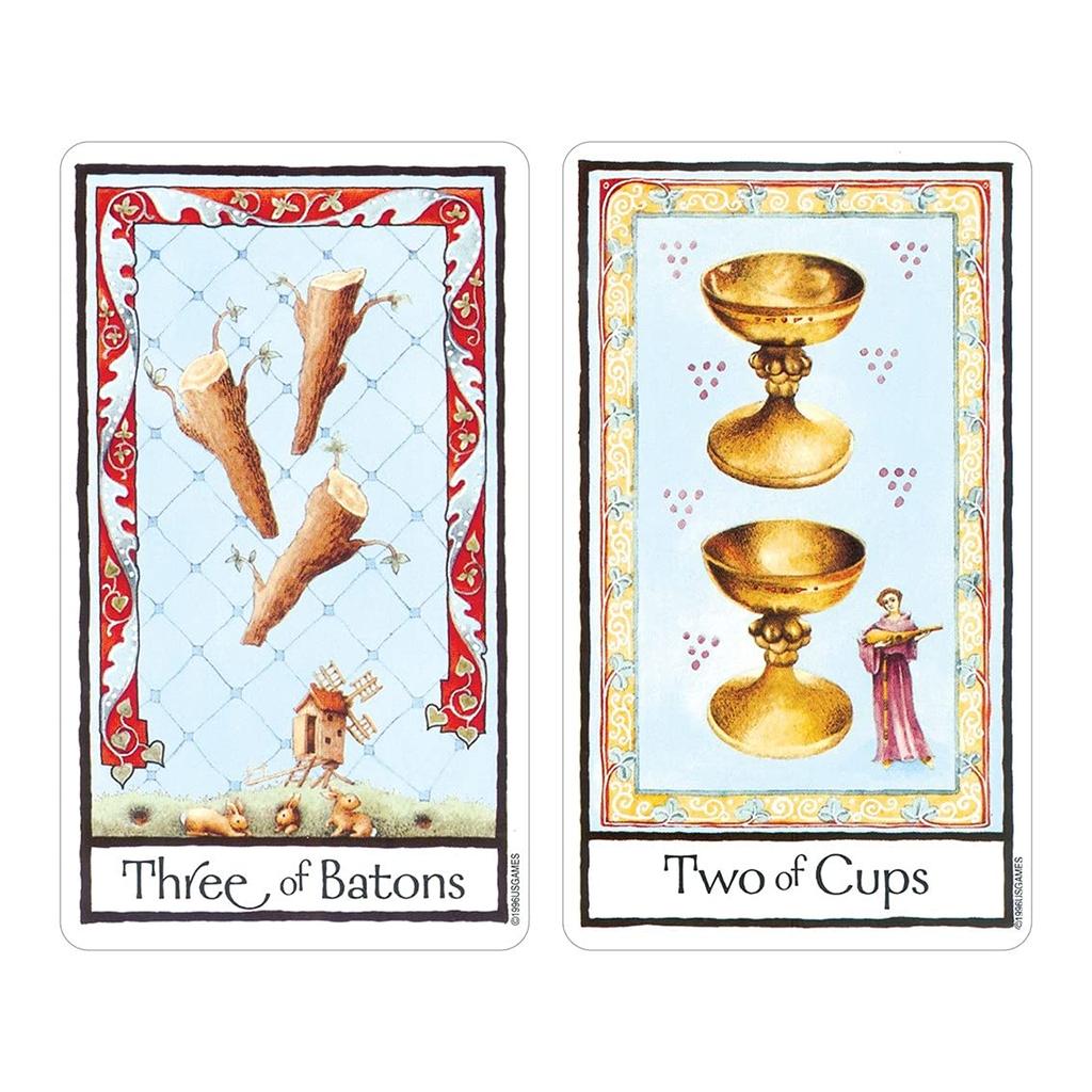 Kancharo 78-Card Tarot Card Set [Old English Tarot] Includes Japanese Tarot Card Instructions & Pouch (Authentic)