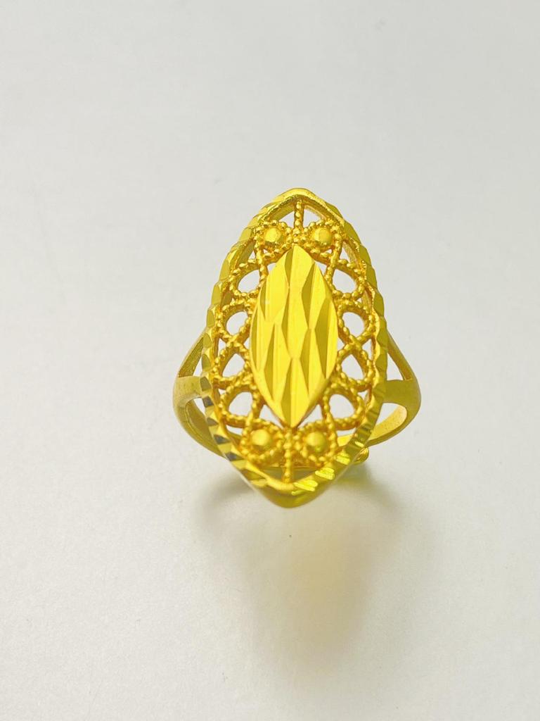 24K Gold Plated Adjustable Brass Ring - Personalized High-End Design