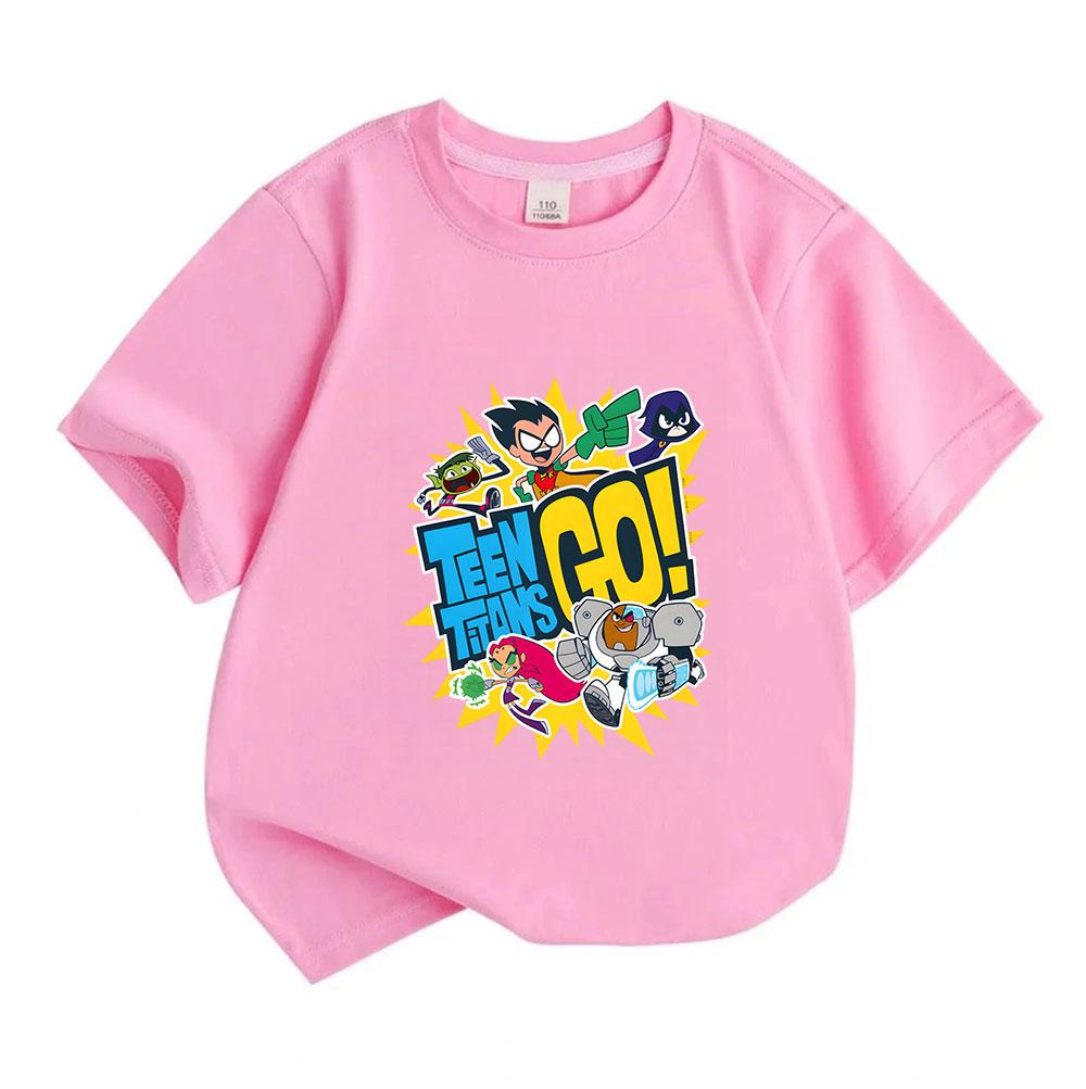 Kids Boys Girls Round Neck Short Sleeve 100% Cotton T-shirt, Cute Cartoon Super Hero Team Print Casual Summer Soft Breathable Tee for Children Daily W
