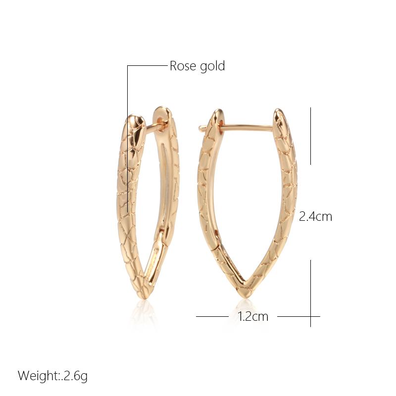 Kinel V Shape Snake Scale Drop Earrings For Women Rose Gold Color