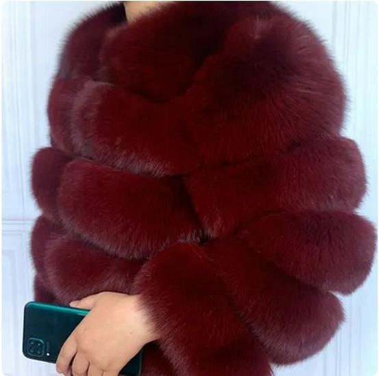 Kurzer Wintermantel aus Kunstfuchs für Damen - Europäischer & Amerikanischer Stil, Langärmelig