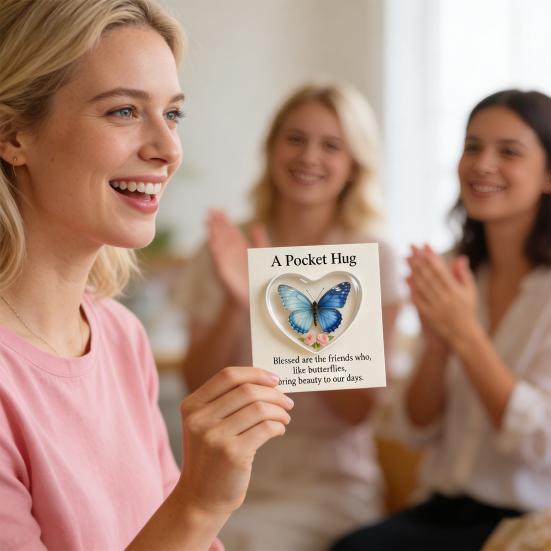 Karta Kieszonkowy Uścisk Motyla Akrylowy Prezent Przezroczysty Przenośny Pamiątka Symbol Miłości Zachęta Inspirująca Karta Prezentowa