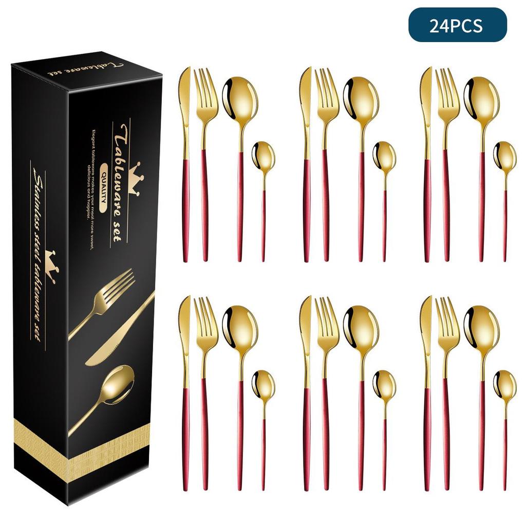 Stainless Steel Cutlery Set: 16/24-Piece Steak Knives, Forks, Spoons In Gift Box
