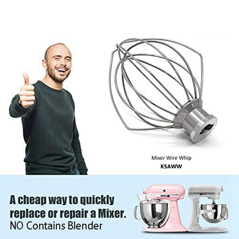 A96I-K5AWW חוט הקצפה חלופי למיקסר עמידה Kitchenaid, אביזר חוט הקצפה 6-חוטים לקערת הרמה 5 קוורט