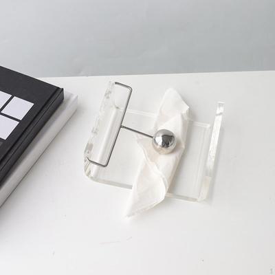 Acrylic Napkin Holder Trnsparent Modern for Paper Napkins Desktop Dispenser with Stainless