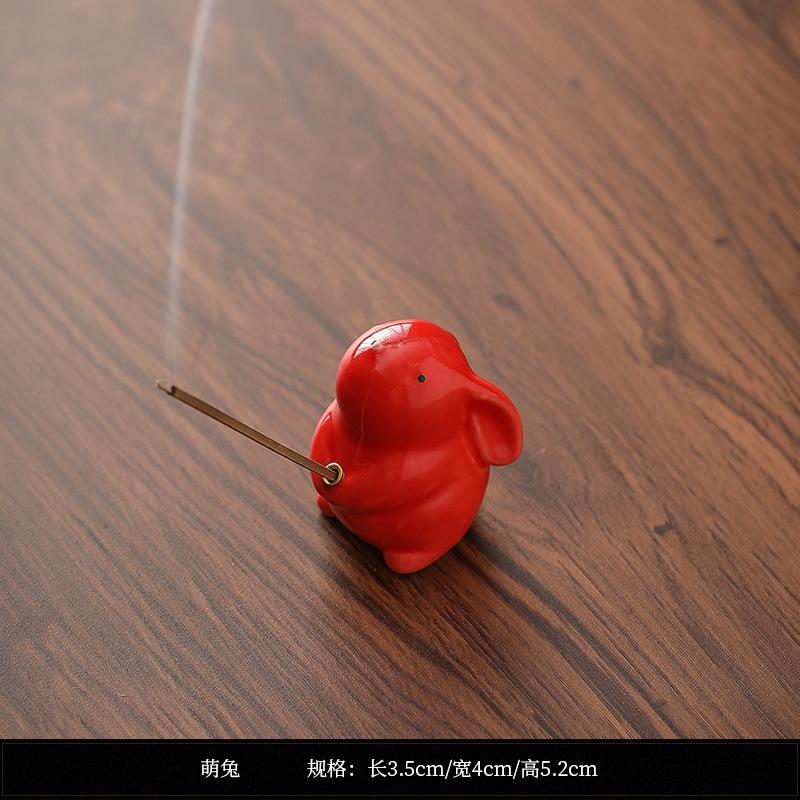 Adorable Bunny Rabbit Incense Holder Ceramic Cute Animal Decor for Home Aromatherapy Desk Zen Meditation Gift
