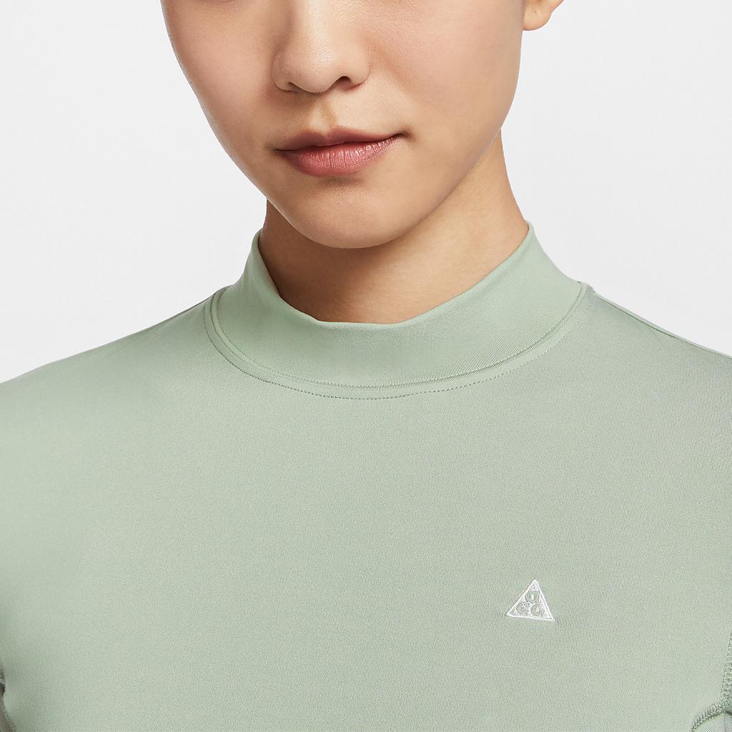 Nike ACG Series DFADV UV GT RCK Stretch Outdoor Solid Color Half High Neck Casual Long Sleeve T-Shirt Women Tops Light-Green FN1964-370