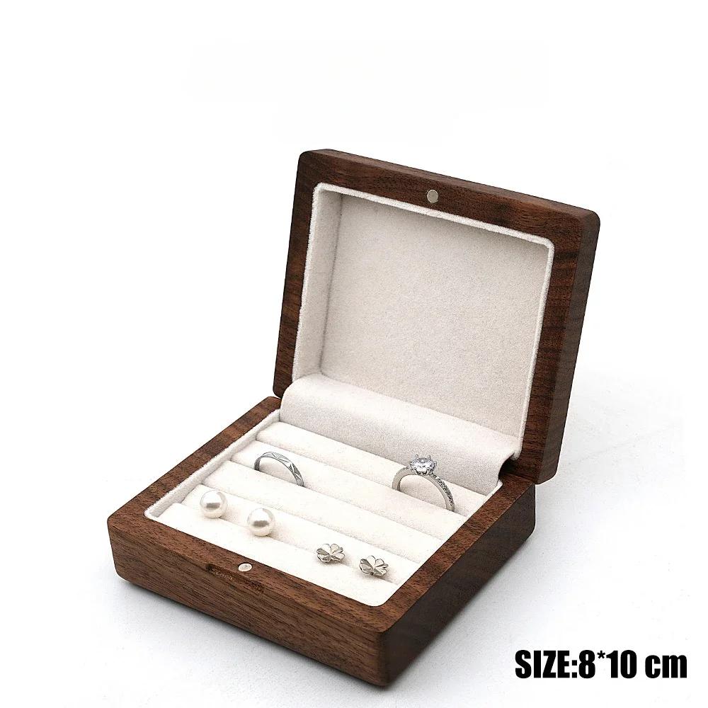 

1PCS Free Engraving Wood Wedding Ring Box storage Engagement Wedding Ceremony Ring Storage Proposal Portable Gifts Case Rustic Blank
