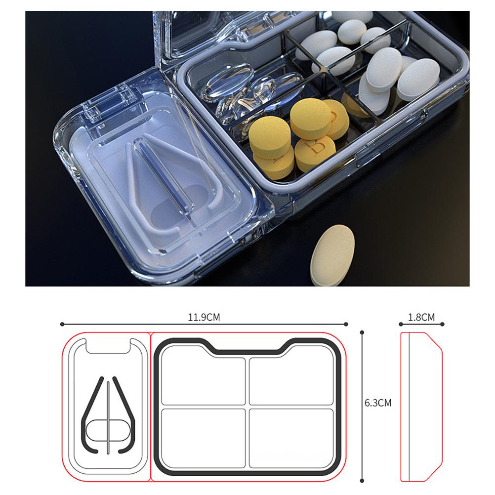 Pill Cutter Splitter for Small or Large Pills Four Grid Pill Organizer for Tablet Vitamin and Big