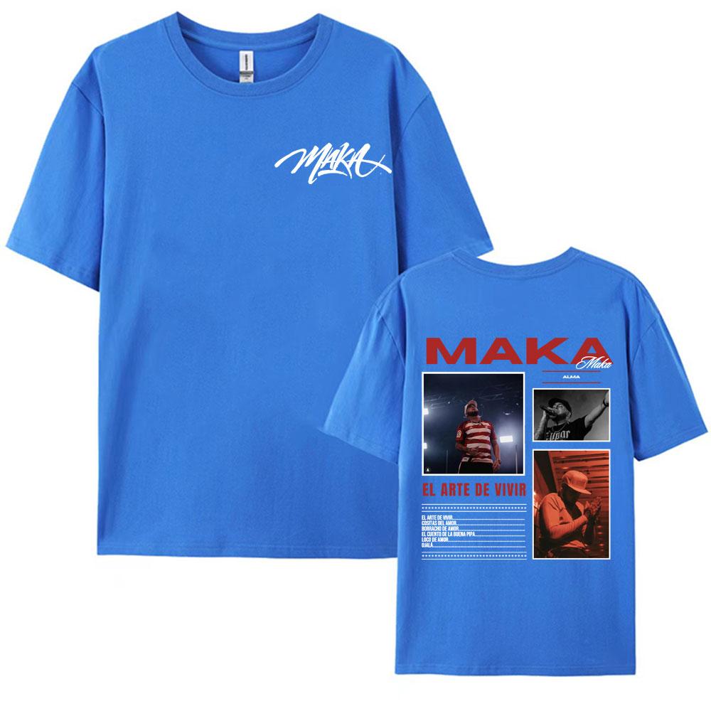 Rapper Maka Aura Tour 2025 Double Sided Printed Tshirts Vintage Oversized for Unisex Women Casual Hot Sale 100 Cotton T Shirt