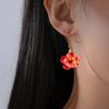 Edelstahl Rote Hibiskusblüten Ohrringe Rosa Hibiskus Hängende Ohrringe für Damen Geburtstagsgeschenk