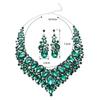 Vanndråpe Grønn Krystall Smykkesett for Kvinner Bryllupsfest Smykketilbehør Øredobber Halskjede