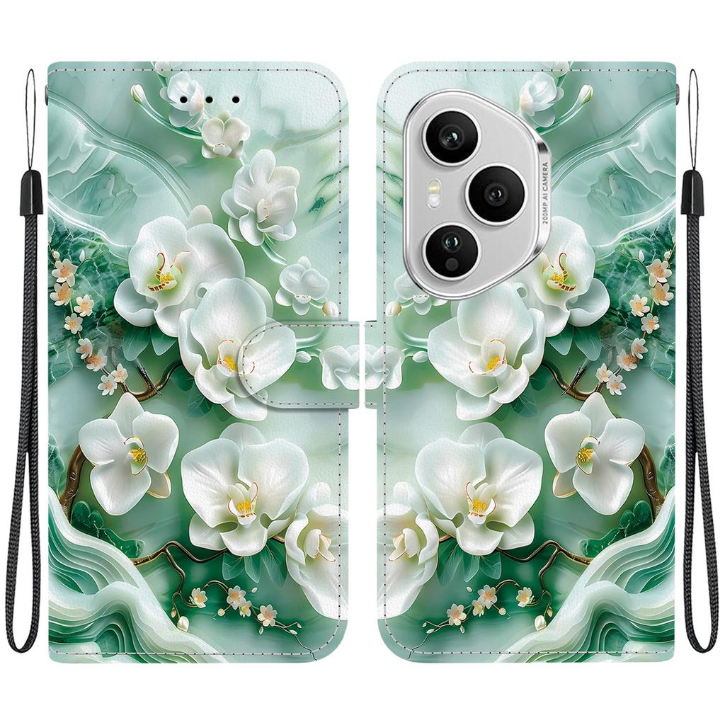 For Honor 400 Pro 5G (Global) Case Pattern Printing Leather Flip Wallet Phone Cover with Lanyard