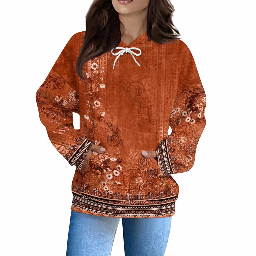 Women's Fashion Daily  Casual Hoodie Long Sleeve Printed Top