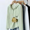 Spring Autumn Solid Ribbed Hooded Top Women Half Zip Drawstring Slim Fit Casual Long Sleeve Hoodie
