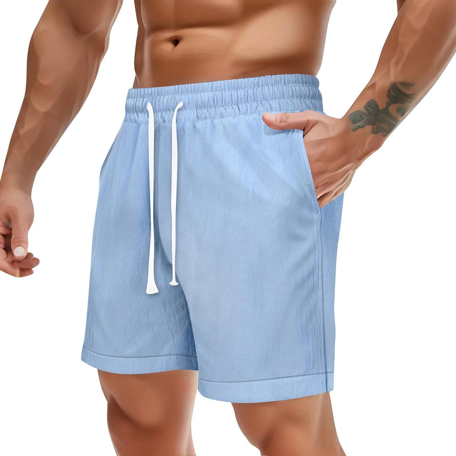 

Мужские летние однотонные повседневные спортивные быстросохнущие дышащие шорты M