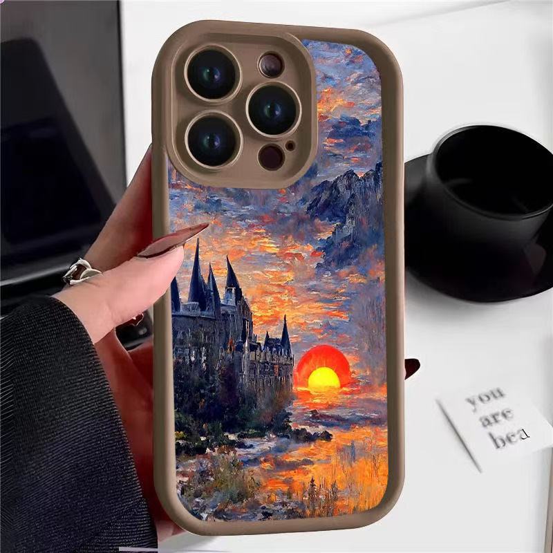 Personality Castle for Iphone17air Mobile Phone Case Apple 15 Anti-drop 16 Oil Painting 13promax New 14x
