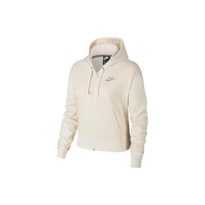 Vintage Sports Style Solid Color Logo Embroidered Zip-Up Hoodie Women Hoodies Light-Ivory CD3209-110