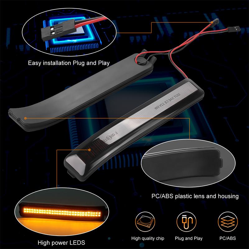 LED Dynamic Turn Signal Light Flowing Water Side Mirror Signal Blinker lamp for Ford F-150 Raptor 2010 2011 2012 2013 2014 12V