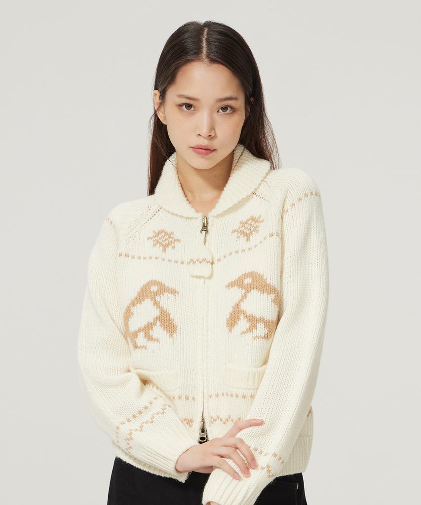 Lee Cowichan Zip-Up Cardigan Ivory