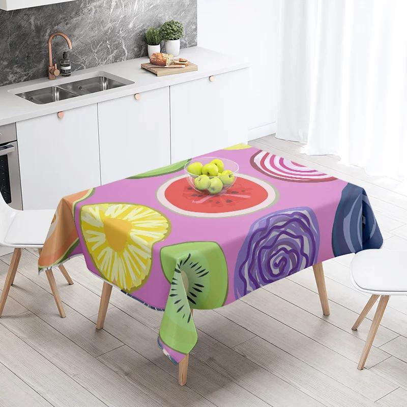 Abstract Art Food Illustration Tablecloth Oil-proof Tablecloth Waterproof Picnic Fabric Nordic Home Decoration