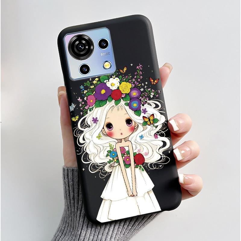 

For ZTE Blade V50 Vita Case Black TPU Silicone Luxury Cute Cool Flower Phone Cases for Blade V 50 Vita V50Vita Bumper Soft Cover Blade V50 Vita