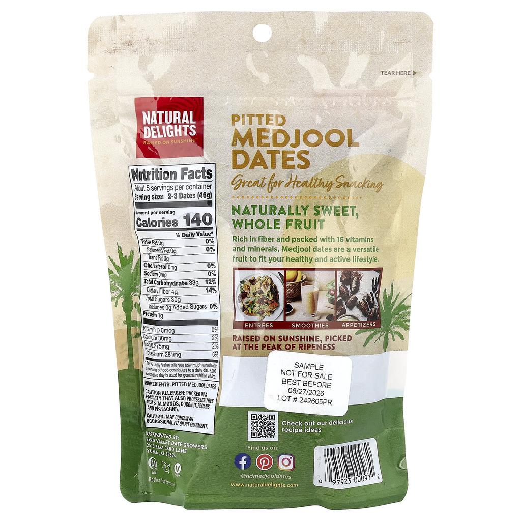 Natural Delights, Peated Medjool Dates, 8 Oz (227 G)