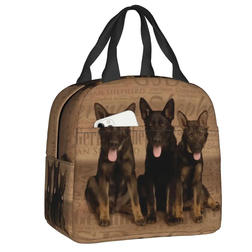 Kawaii German Shepherd Dog Lunch Box for Women Pet Lover Owner Thermal Cooler Food Insulated Lunch Bag School Children Student