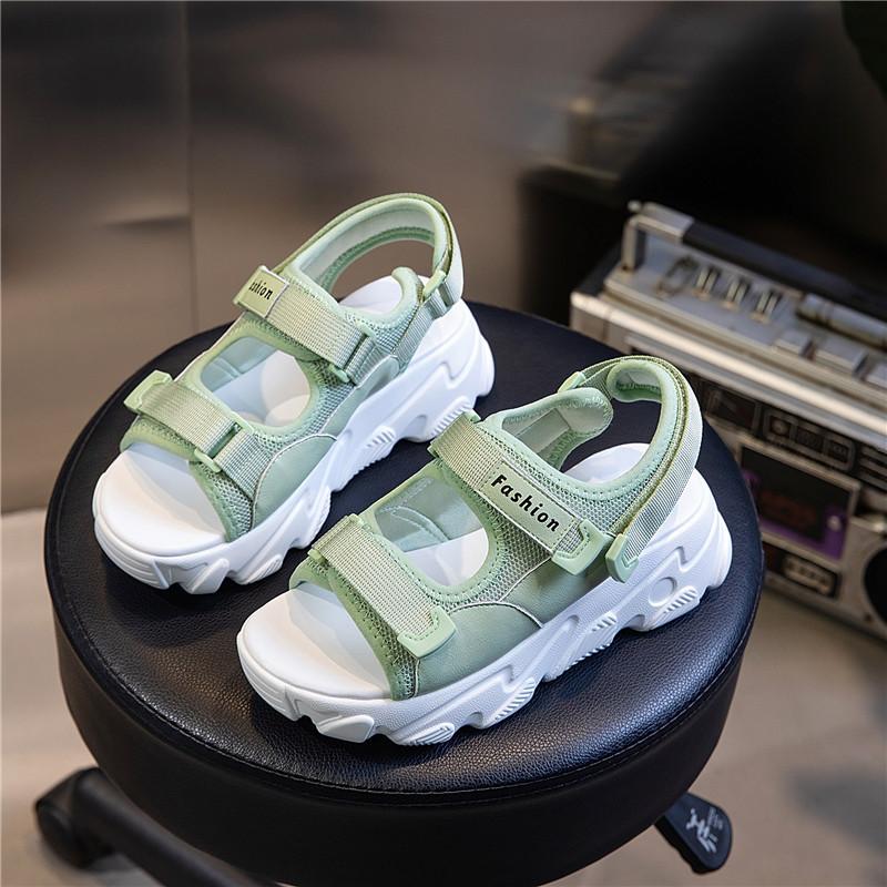 2025 New Leather Sandals Women's Fashion High Heels Wear Versatile Casual Flat Shoes Fish Mouth Platform Women's Shoes Tide