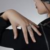 Luxurious Style Ins Womens Ring With Adjustable Open Design And Unique Black Features Zircon