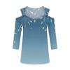 Women's Casual Shirt Blouse Print V-neck Sexy Cold Shoulder 3/4 Sleeve Top