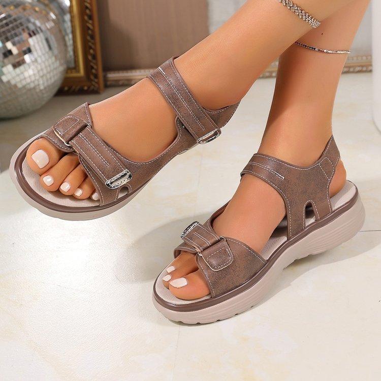 Large-sized Shoes Thick-soled Casual Sandals Velcro Sandals Women's Shoes