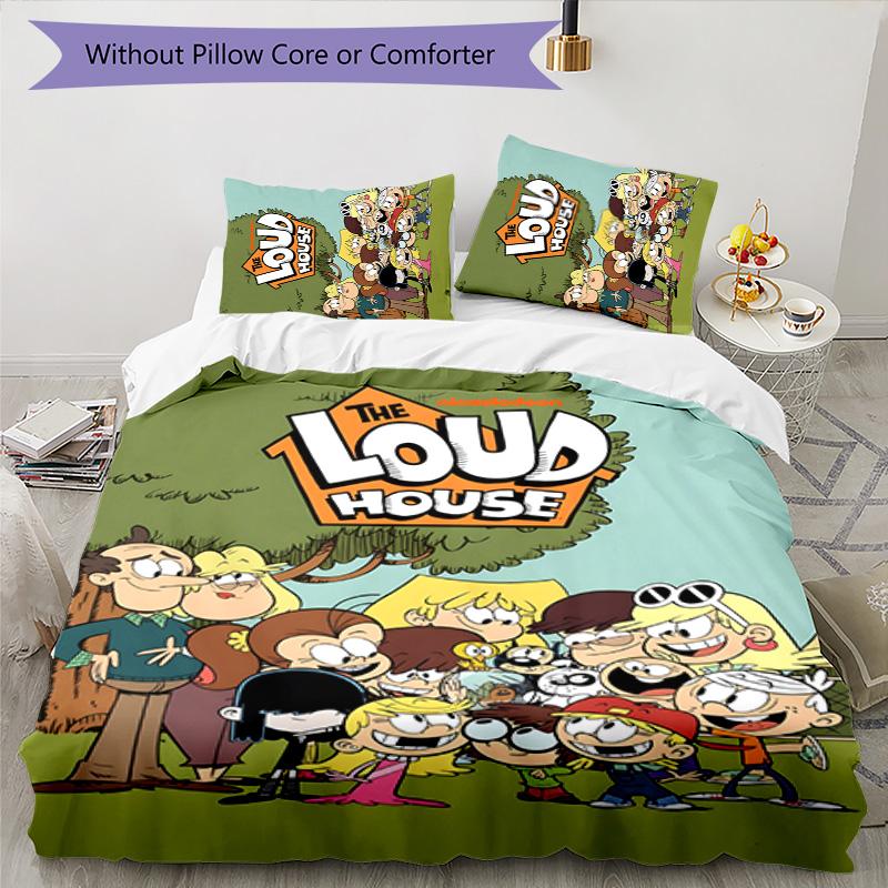 Loud House 3pcs Bedding Set Duvet Cover Closure Includes 1 Duvet Cover & 2 Pillowcases for All Seasons Bedroom Home Dorm Decor