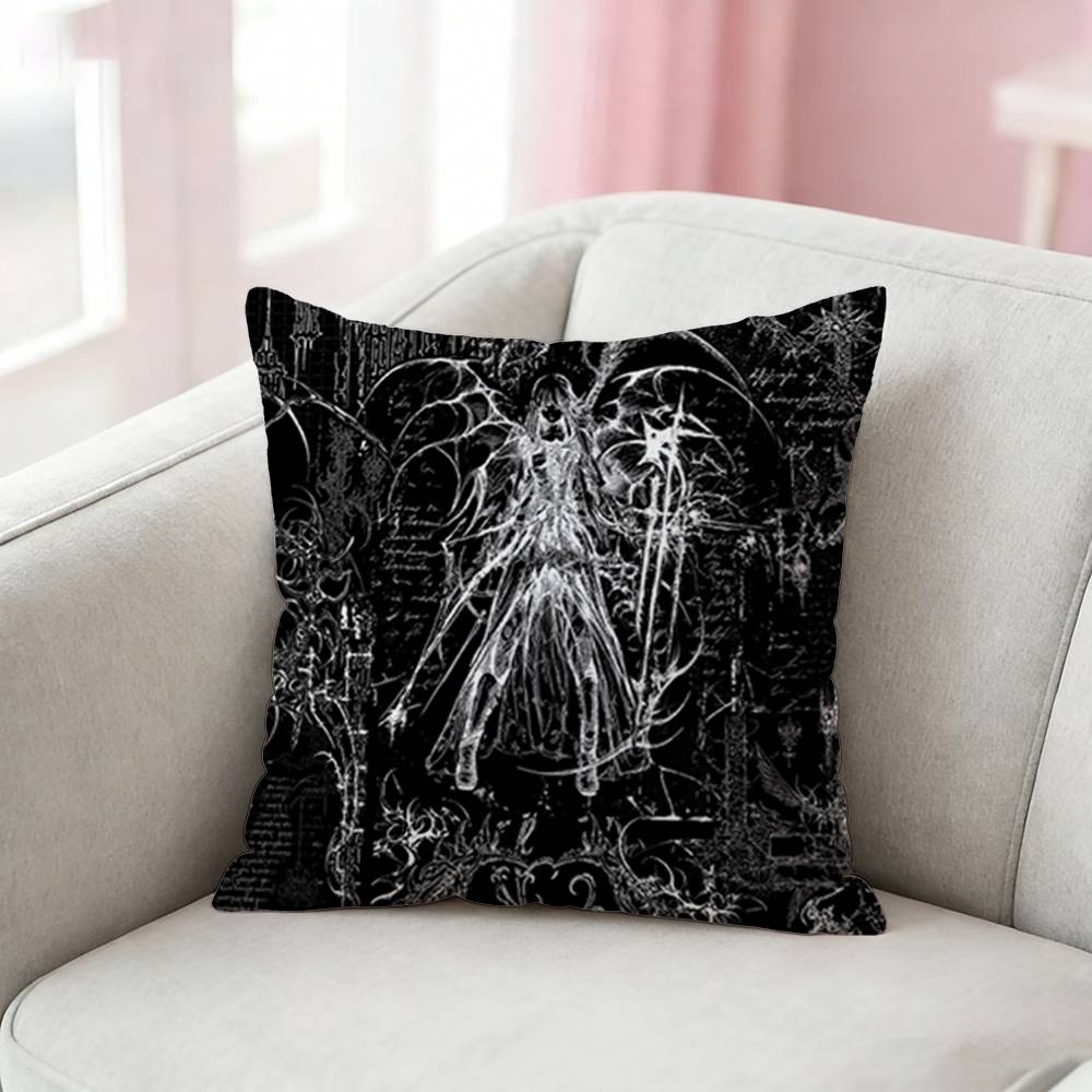 Gothic Cyber Sigil Cross Eyes Pillow Case Pattern Printed Pillowcase For Living Room Sofa Cushion Cover 30x30cm