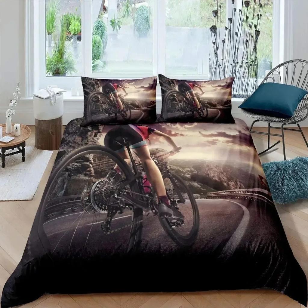 Bicycle Motocross Racer Mountain Bike Comfortable Duvet Cover Pillowcase Bedding Set Children Bedroom Decoration Home Textile