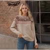 Höst Vinter Vintage Dam Stickad Tröja Patchwork Slim Dam Pullover