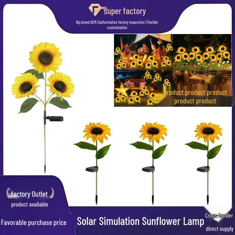 

Солнечная ландшафтная лампа-подсолнух для уличных газонов Single Sunflower