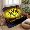 Borussia Dortmund Vlastní Jméno Text Flanelová Přikrývka Fotbalové Logo Personalizovaná Fleece Dekorační Přikrývka Speciální Dárek Pro Pohovku Ložnici Domov
