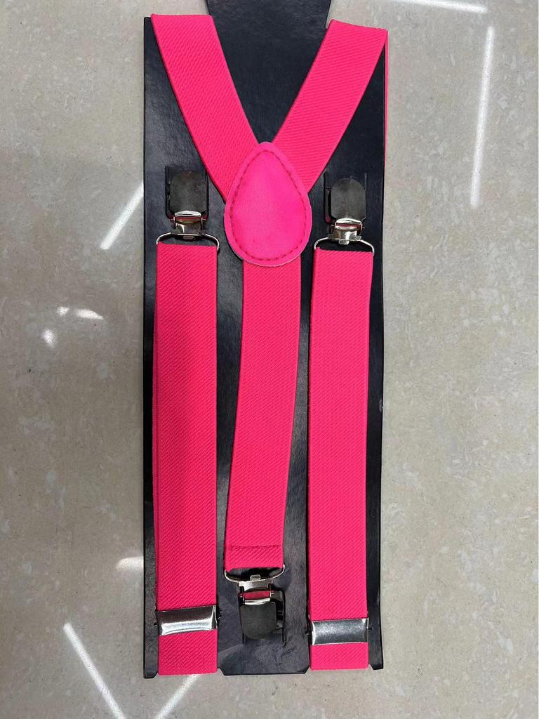 Unisex Black Adjustable Three-Clip High-Elastic Suspenders for Dress Pants