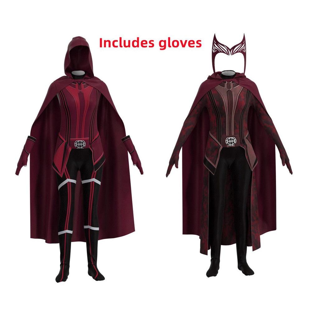 Marvelous Scarlett Witch Role Play Costume For Adult Children Jumpsuit Headdress And Cloak Included
