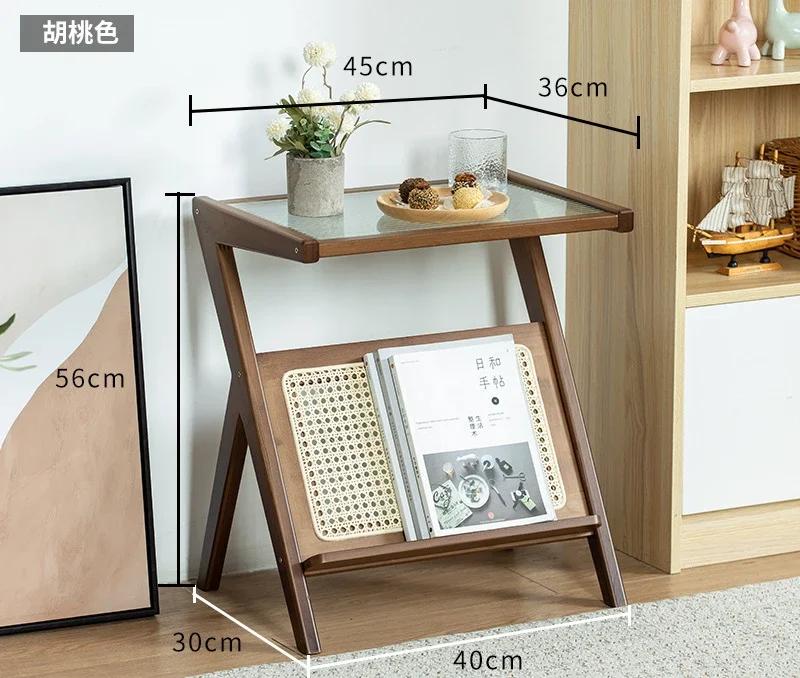 Glass Coffee Table Minimalist Living Room Sofa Bedside Light Luxury Side Table Homestay Japanese Rattan