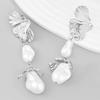 Spring Pearl Flower Alloy Earrings - Trendy European & American Style for Women