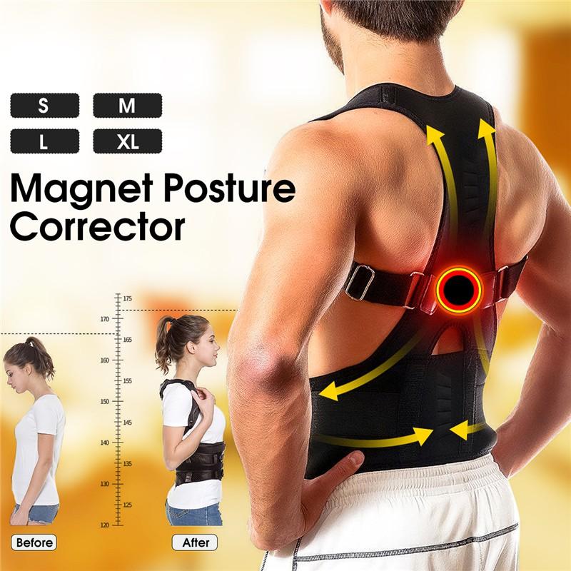 Therapy Posture Corrector Brace Magnetic Shoulder Back Support Belt for Women/Men Braces And Supports Belt Shoulder Black