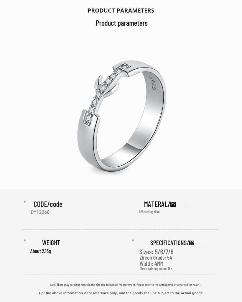 S925 Sterling Silver Crescent Ring with Micro-Zircon for Women – Christmas Edition